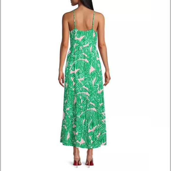 NEW NWT Lilly Pulitzer Teresa Printed Maxi Dress sz L Palm Leaf Pink Green Large - Picture 2 of 2